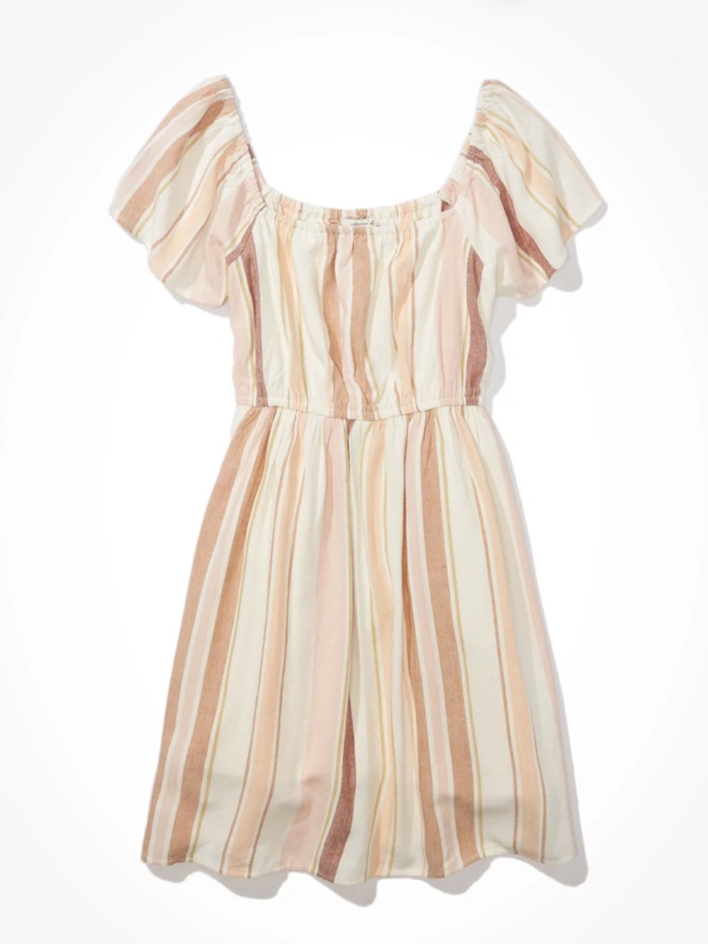 AE Striped Flutter-Sleeve Mini Dress